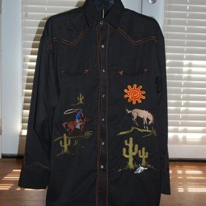 Western Rodeo Cowboy Button Down W/ Snap Buttons No Tag But Approx Measurements